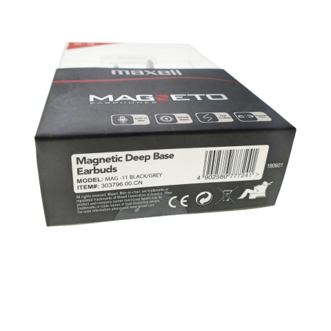 Casti in ear cu microfon, Maxell Magneto, design wing tip cu baza magnetica, jack 3.5mm, cablu plat 125cm, cu suport, negru cu gri [17]