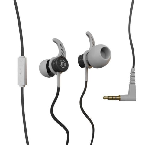 Casti in ear cu microfon, Maxell Magneto, design wing tip cu baza magnetica, jack 3.5mm, cablu plat 125cm, cu suport, negru cu gri [9]