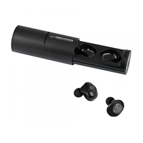 Casti wireless - Casti In-Ear wireless TWS, Esperanza Laurel 95830, Bluetooth v.5.0, cu statie de incarcare si snur, negre