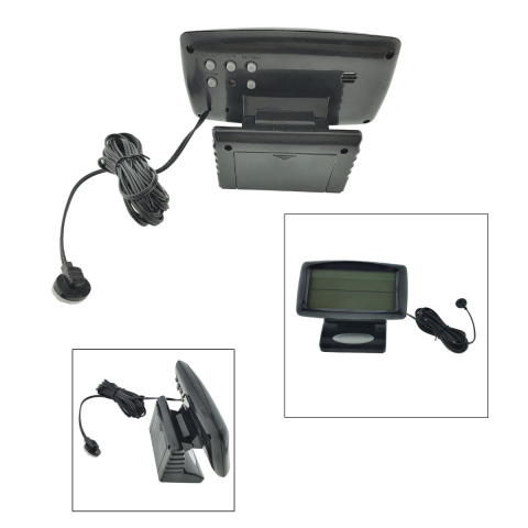 Ceas cu alarma, termometru de interior si exterior, PDX MD-350-2, senzor si cablu cu lungimea de 245 cm, negru [4]