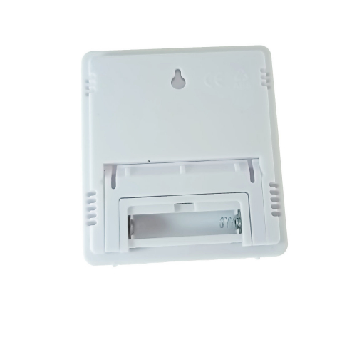 Ceas cu alarma, termometru si higrometru, HTC-1, cu suport, ecran LCD, 1 x baterie AAA, alb cu negru [2]