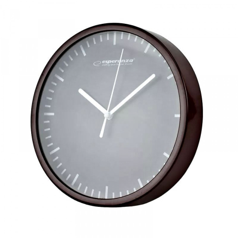 Ceas de perete Esperanza EHC010K ,afisare cu linii,model Budapest,cadran maro,fond negru,20cm [4]