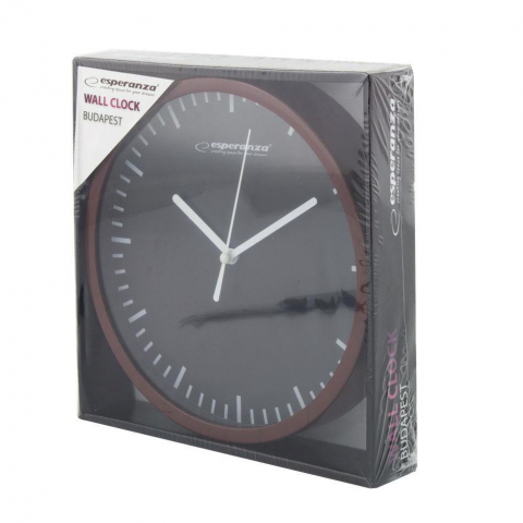 Ceas de perete Esperanza EHC010K ,afisare cu linii,model Budapest,cadran maro,fond negru,20cm [7]