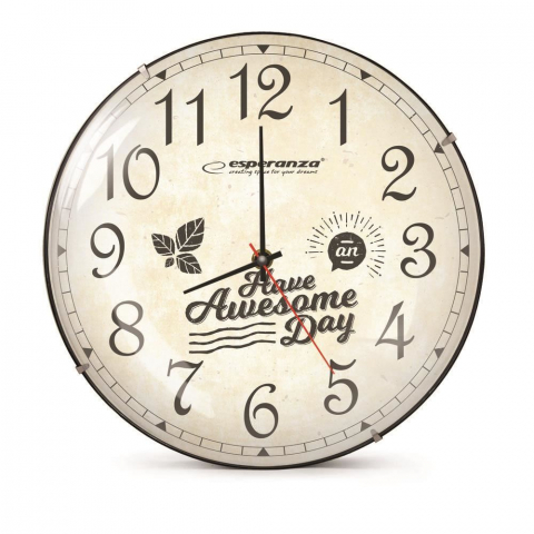 Ceas de perete Esperanza EHC018L,model Lausanne,text ''Have Awesome Day'', fond crem,30 cm [1]