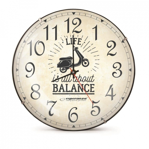 Ceas de perete Esperanza EHC018S,model Seattle,text ''LIFE is all about BALANCE'', fond crem,30 cm [2]