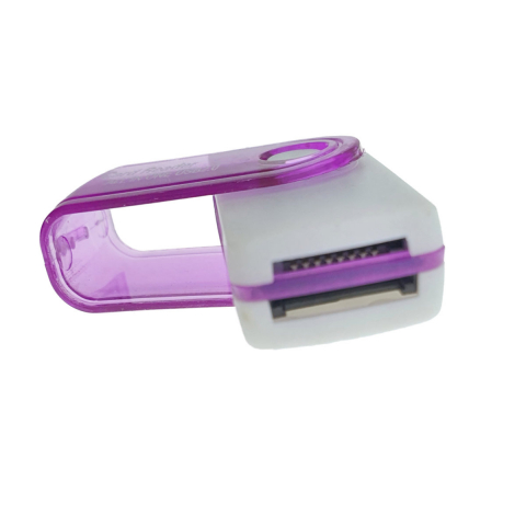 Cititor USB 2.0 pentru carduri de memorie MicroSD, SDHC, M2, MMC, cu capac rotativ, alb cu mov [11]