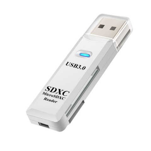 Cititor Carduri USB 3.0 - Cititor USB 3.0 pentru carduri SDXC si microSDXC , scriere, stocare si transfer date, indicator LED, cu capac, alb