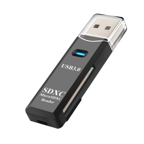 Cititor Carduri USB 3.0 - Cititor USB 3.0 pentru carduri SDXC si microSDXC , scriere, stocare si transfer date, indicator LED, cu capac, negru