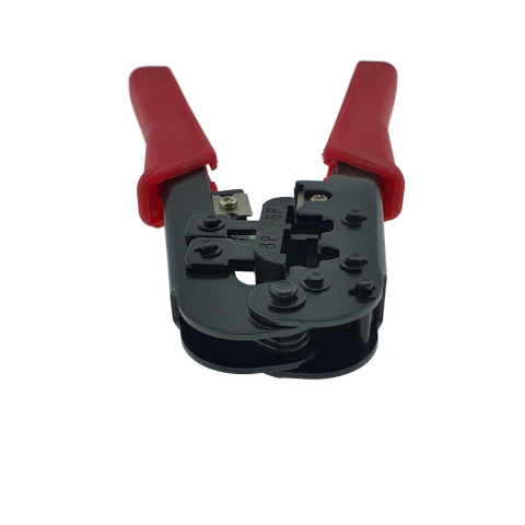 Clesti - Cleste sertizat, mufat universal, HT-568, pentru mufe RJ45, RJ12, RJ11, rosu cu negru