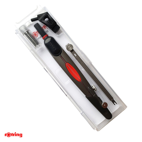 Birotica papetarie - Compas Rotring Compact, trusa 4 piese cu prelungitor si adaptor, diametru maxim 480 mm