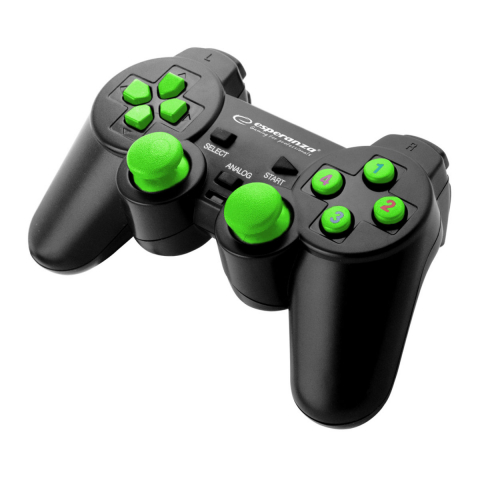 Gamepad USB - Controller Esperanza EGG102G Warrior, cu vibratii, gamepad PC, negru cu verde