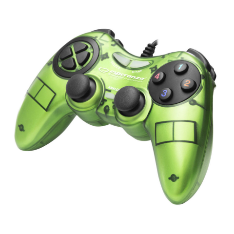 Gamepad USB - Controller Esperanza EGG105G Fighter, cu vibratii, gamepad PC, verde