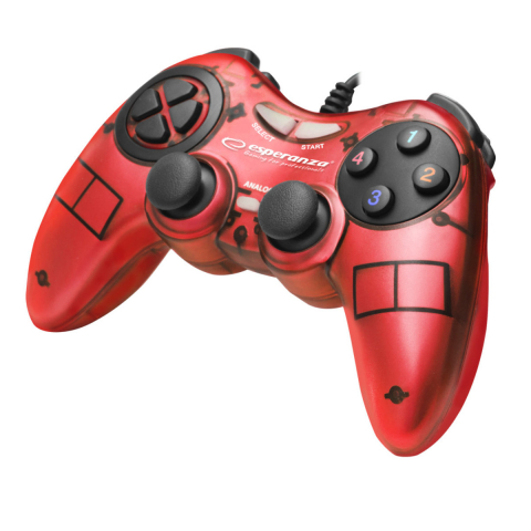Gamepad USB - Controller Esperanza EGG105R Fighter, cu vibratii, gamepad PC, rosu