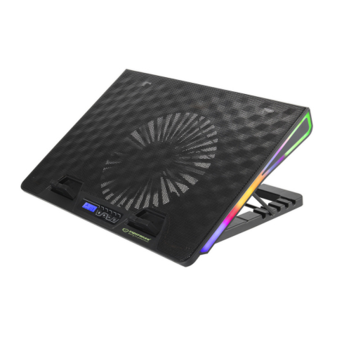 Cooler Laptop Esperanza Alize, iluminare RGB 7 moduri, display LCD, Hub 2 port USB, 5 unghiuri de reglare, negru [6]