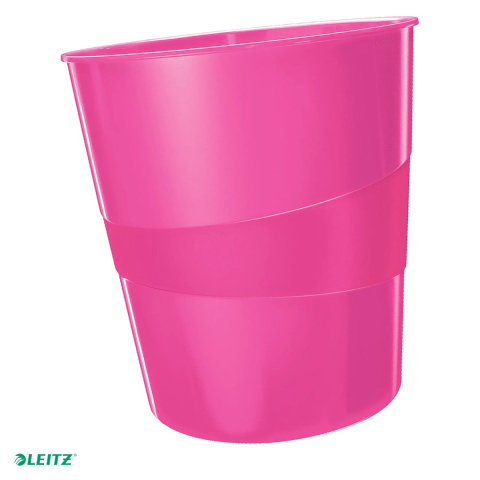 Accesorii birou - Cos hartii Leitz WOW, capacitate 15 litri, roz