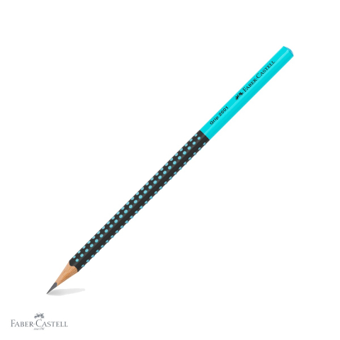 Creioane grafit - Creion grafit Faber-Castell Grip 2001 Two Tone, mina B, forma ergonomica triunghiulara, negru-turcoaz