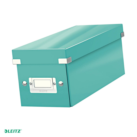 Cutii depozitare - Cutie depozitare Leitz WOW Click & Store, carton laminat, pliabila, cu capac, 14x13x35 cm, pentru arhivare, turcoaz