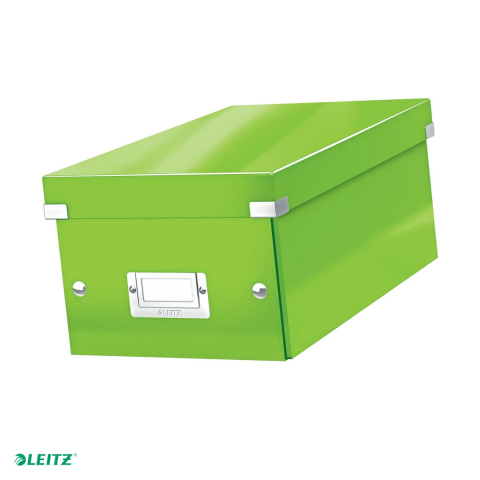 Birotica papetarie - Cutie depozitare Leitz WOW Click & Store, carton laminat, pliabila, cu capac, 20x14x35 cm, pentru arhivare, verde
