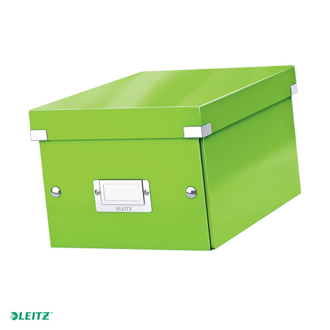 Cutii depozitare - Cutie depozitare Leitz WOW Click & Store, carton laminat, pliabila, cu capac, 22x16x28 cm, pentru transport, verde