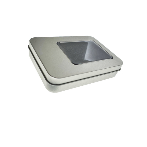 Cutie personalizabila Platinet Pendrive Box 45170, 115x85x22mm, pentru memorie USB, metalica, capac cu fereastra, argintie [8]