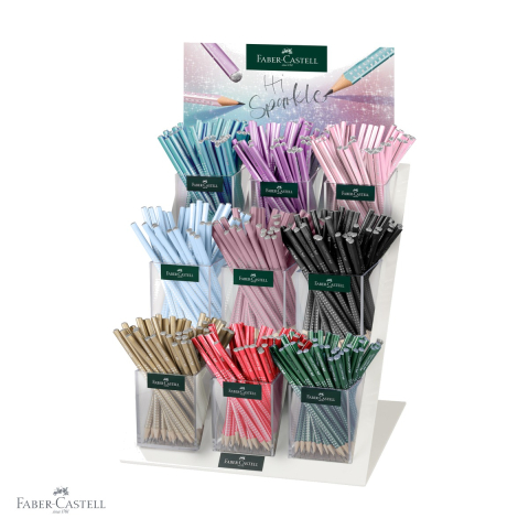 Creioane grafit - Display 432 creioane grafit B Faber-Castell Sparkle 2024, culori perlate cu sclipici, pentru desen si scriere