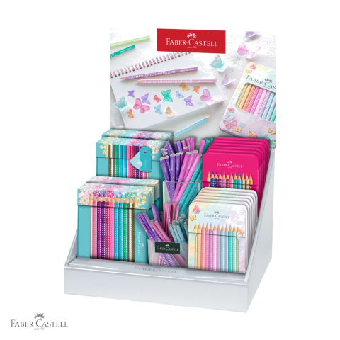 Creioane grafit - Display Faber-Castell Sparkle Family 2022, seturi creioane colorate Sparkle, pentru copii si adulti