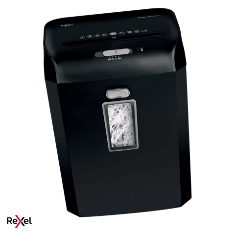 Birotica papetarie - Distrugator de documente Rexel ProMax QS RES823 cu alimentare manuala, taiere strip-cut P-2 in fasii de 6 mm, 8 coli, cos de 23 l cu geam de vizualizare, distruge capse si carduri