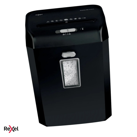 Birotica papetarie - Distrugator de documente Rexel ProMax QS REX623 cu alimentare manuala, taiere cross-cut P-4 in particule de 4x40 mm, 6 coli, cos de 23 l cu geam de vizualizare, distruge capse si carduri