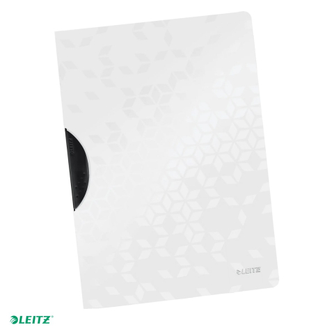 Dosare - Dosar cu clip Leitz WOW ColorClip, PP, A4, capacitate 30 coli, pentru prezentare, alb
