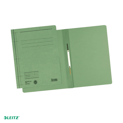 Dosare carton - Dosar din carton cu sina, Leitz, capacitate 250 de coli de 80 g, pentru arhivare, verde
