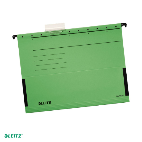 Dosare suspendabile - Dosar suspendabil Leitz Alpha, carton, A4, cu burduf, pentru arhivare, verde