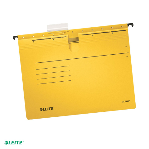Dosare suspendabile - Dosar suspendabil Leitz Alpha, carton, A4, cu sina, pentru arhivare, galben