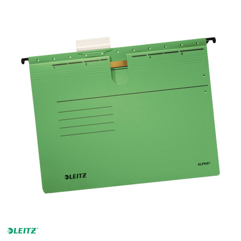 Dosare - Dosar suspendabil Leitz Alpha, carton, A4, cu sina, pentru arhivare, verde