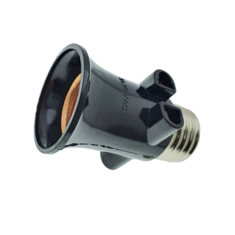 Dulie cu soclu E27 si 2 prize Euro C7, 16A 250V, neagra [12]