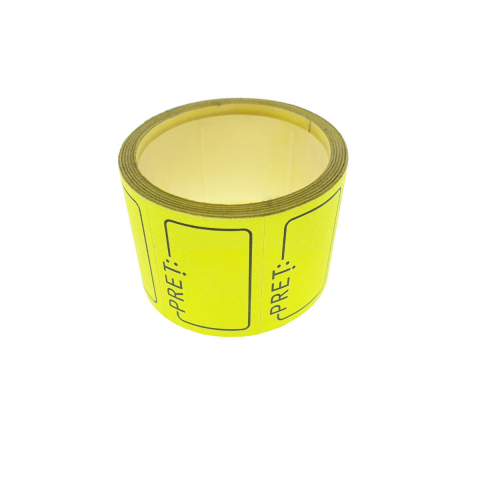 Hartie - Etichete de pret autoadezive 1.5x3cm, galben fluorescent,la rola
