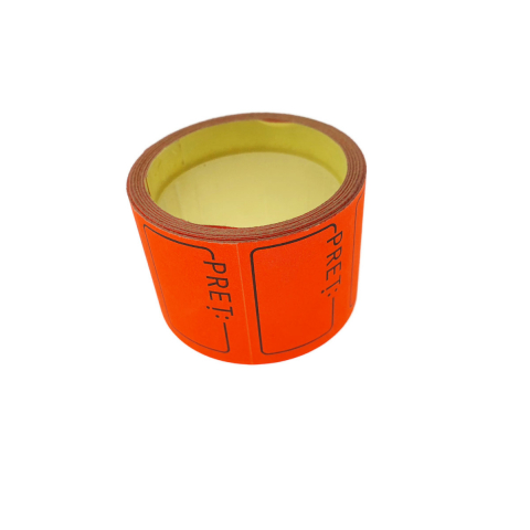 Hartie - Etichete de pret autoadezive 1.5x3cm, rosu fluorescent,la rola