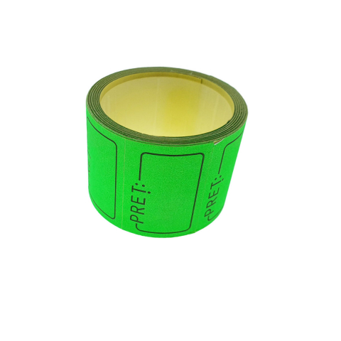 Calculatoare numerice - Etichete de pret autoadezive 1.5x3cm,verde fluorescent,la rola