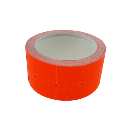 Hartie - Etichete de pret autoadezive 22x12mm, la rola de 12g, rosu fluorescent