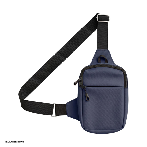 Accesorii insotitoare - Geanta crossbody Urbanflex pentru telefon, material textil oxford 900D acoperit PU, impermeabila, curea reglabila pana la 125 cm, cu buzunar pentru accesorii, Bleumarin