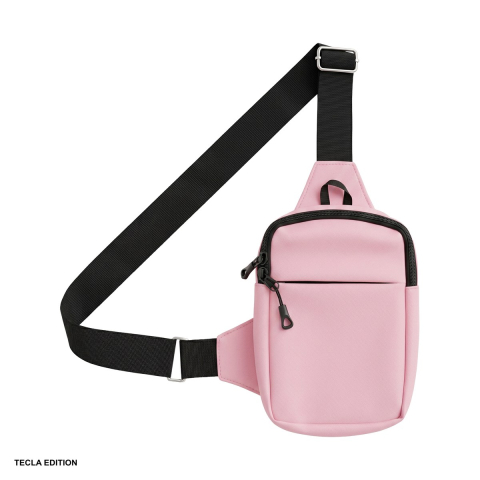 Accesorii insotitoare - Geanta crossbody Urbanflex pentru telefon, material textil oxford 900D acoperit PU, impermeabila, curea reglabila pana la 125 cm, cu buzunar pentru accesorii, Roz