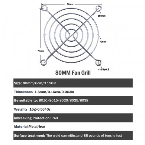 Grila de protectie ventilator 80 mm, din otel, argintie [13]