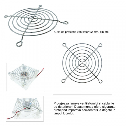 Grila de protectie ventilator 92 mm, din otel, argintie [3]