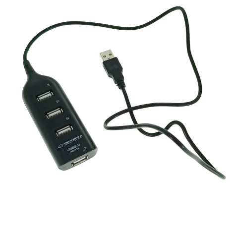 Hub-uri USB 2.0 - HUB USB cu 4 porturi, interfata USB 2.0, Esperanza 76860, cablu de 78cm, negru