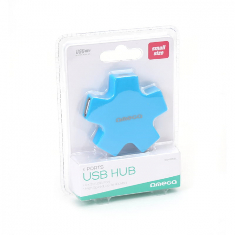 Hub USB cu 4 porturi USB 2.0, Omega Star Blue 43520, incarcare, transfer date, conectare periferice, albastru [5]