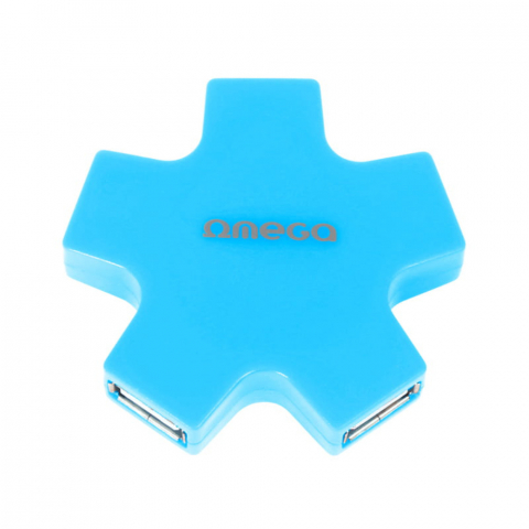 Hub USB cu 4 porturi USB 2.0, Omega Star Blue 43520, incarcare, transfer date, conectare periferice, albastru [3]