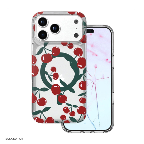 Huse si protectii pentru iPhone 17 Pro - Husa Cherry Mag pentru iPhone 17 Pro, Carcasa magnetica, decupaj mare pentru camera foto, TPU (poliuretan termoplastic), PC, Transparent