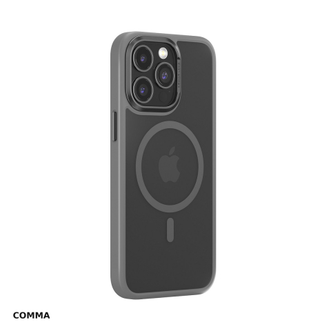 Huse si protectii pentru iPhone 15 Plus - Husa Comma Joy Elegant Mag pentru Apple iPhone 15 Plus, Carcasa magnetica, Gri