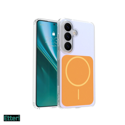 Huse si protectii pentru Samsung Galaxy S26 - Husa Etteri Hidden Pearl pentru Samsung Galaxy S26, Carcasa magnetica, Portocaliu