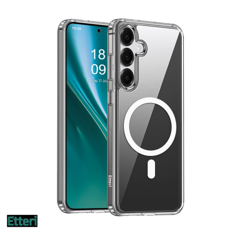 Huse si protectii pentru Samsung Galaxy S24 - Husa Etteri Hybrid Mag pentru Samsung Galaxy S24, Carcasa magnetica, Transparent