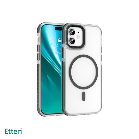 Huse si protectii pentru iPhone 12 - Husa Etteri Icy Mag pentru iPhone 12, Carcasa magnetica, Negru